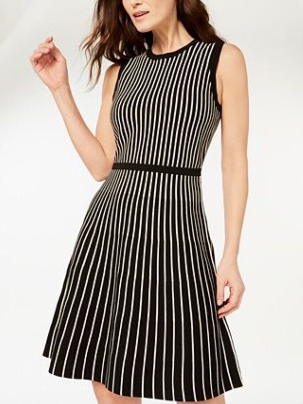NWOT Anne Klein  Vertical Stripe Fit & Flare SOFT KNIT Dress